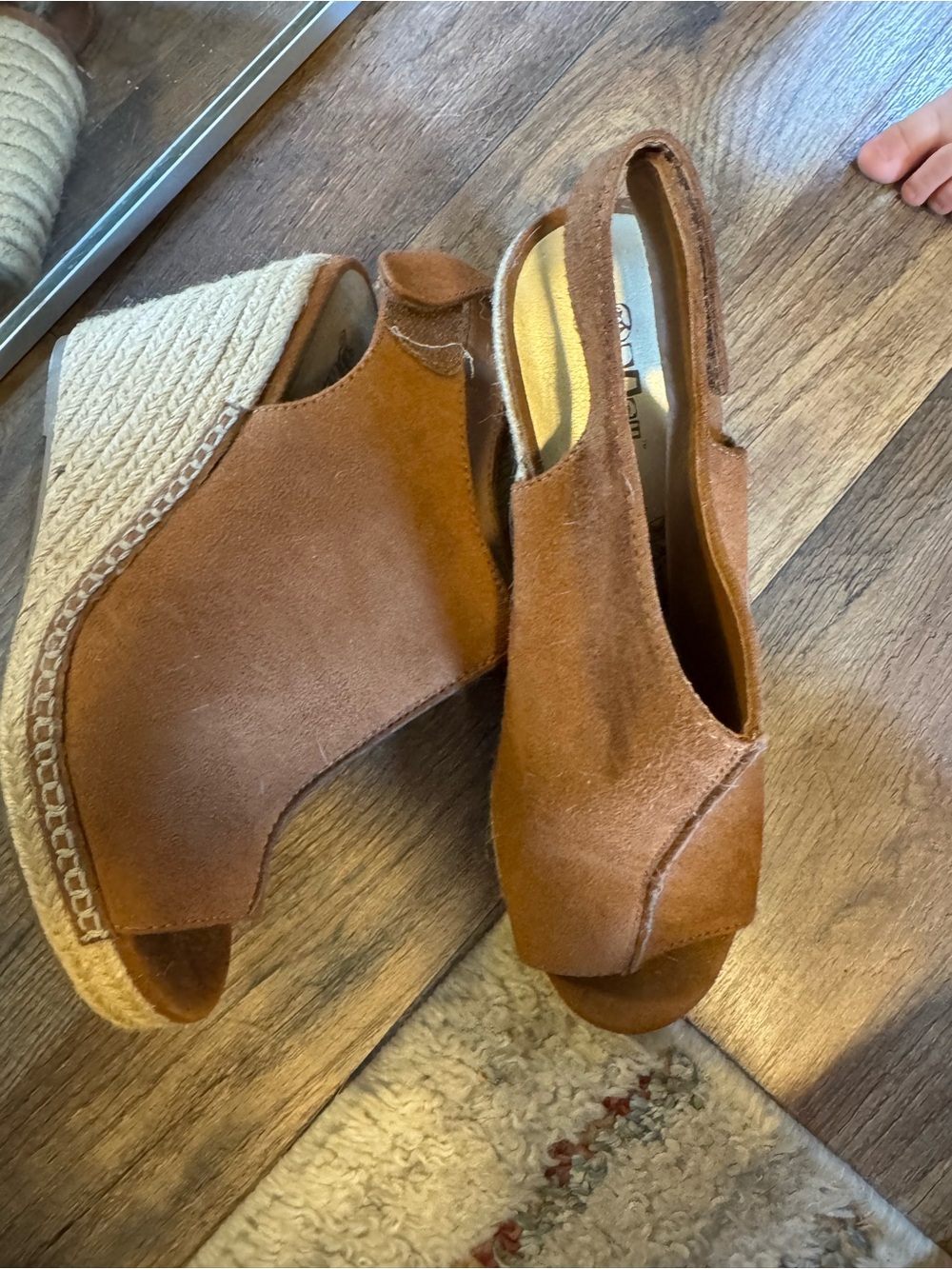 Women's Tan Suede Wedge Sandals